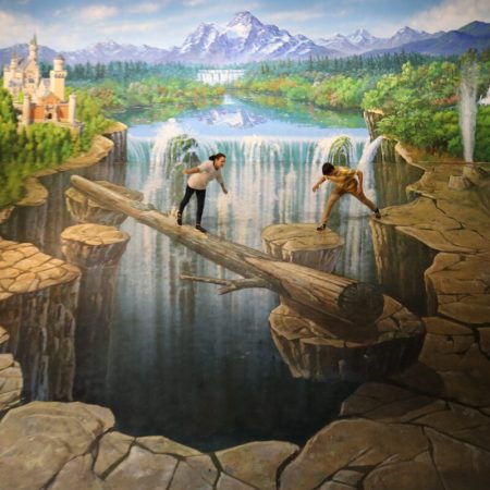 People-posing-over-3d-art-painting